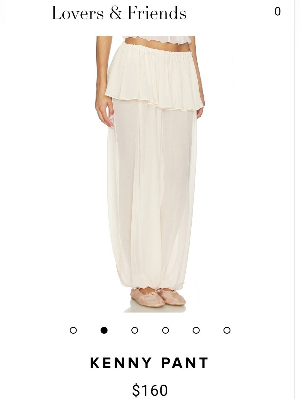 Lovers + Friends Kenny Pants in Cream. Size L